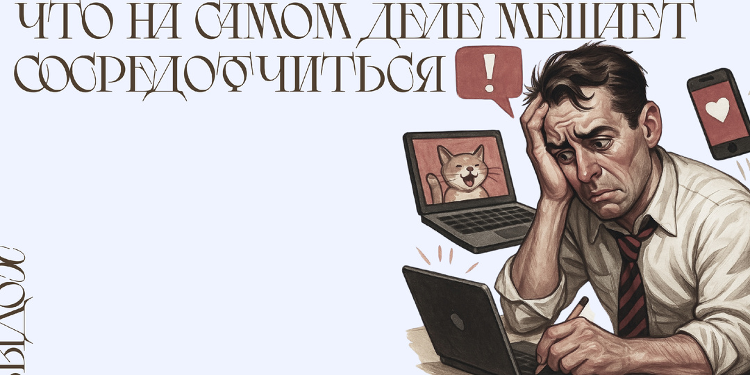 Телефон убрали — а мозг всё равно отвлёкся. Что на самом деле мешает нам сосредоточиться