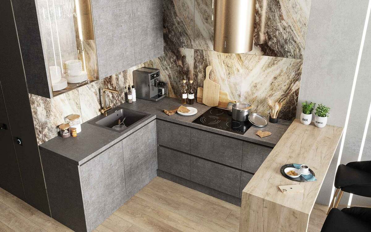 Столешница "Фабрик металл антрацит"