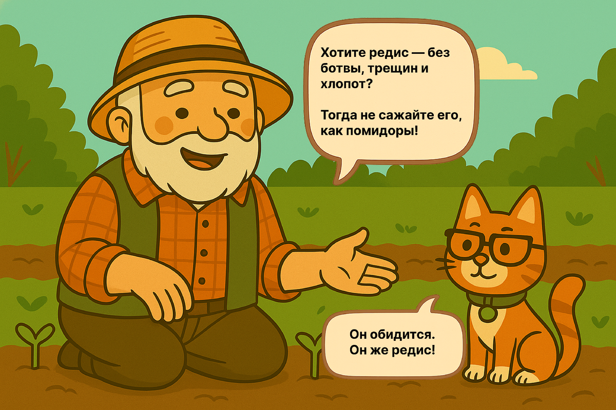 Кто сажает редис как помидоры — тот потом и удивляется. Семёныч объясняет, что это ошибка.