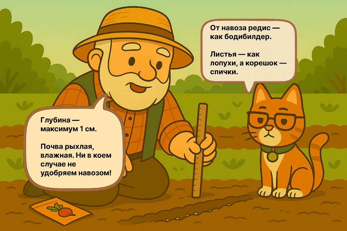 Глубина посева, почва, расстояние — всё важно. Даже кот Фосфорыч следит за точностью!