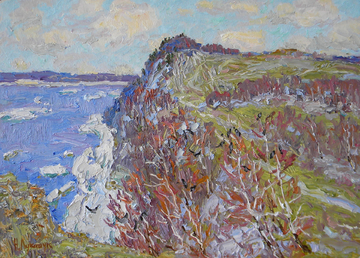 Николай Лукашук "Март. Молодецкий курган" 2018 картон, масло 40х50