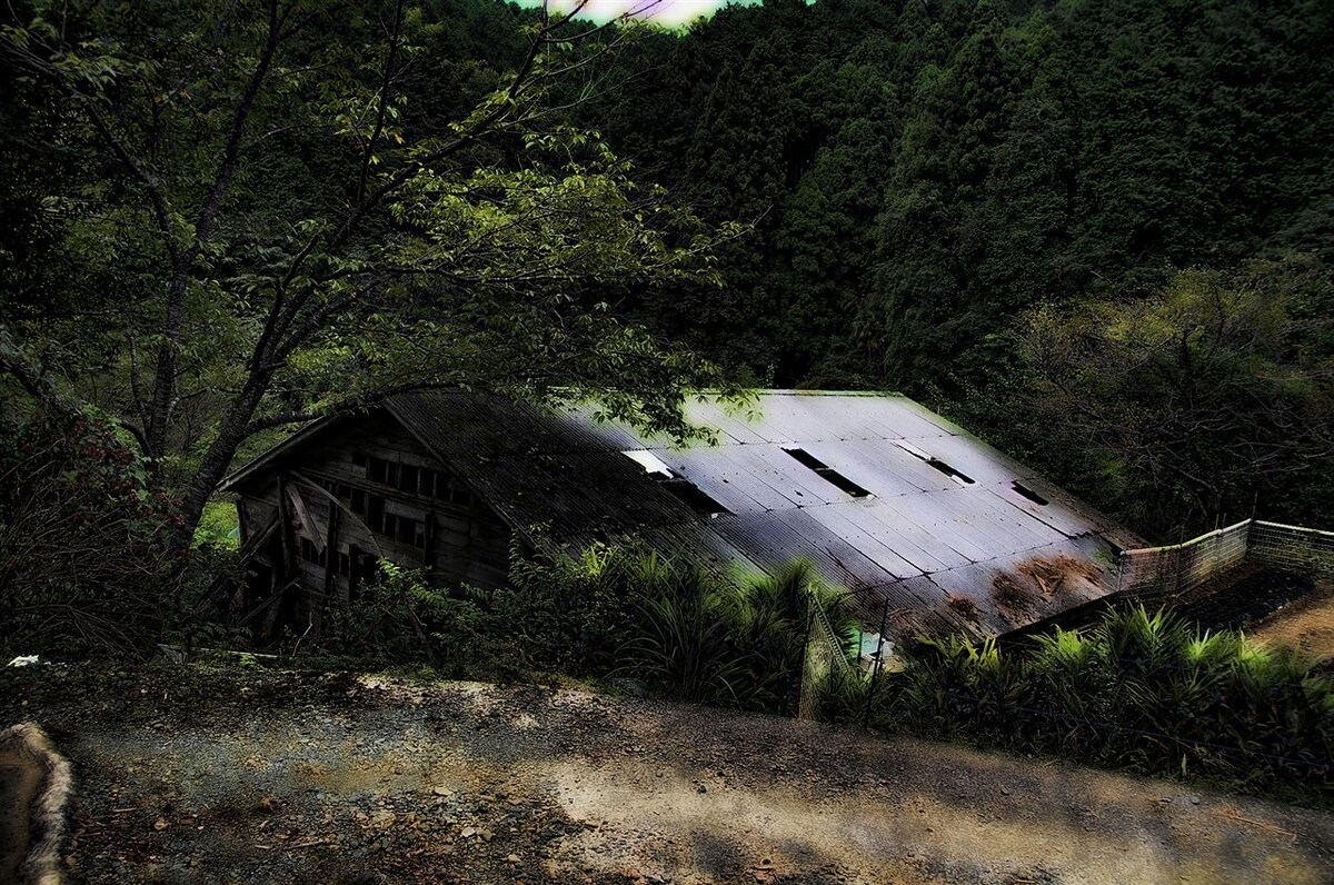 Склад с проломленной крышей на дороге к горе Инунаки. Источник: mushroomcoven.wordpress.com