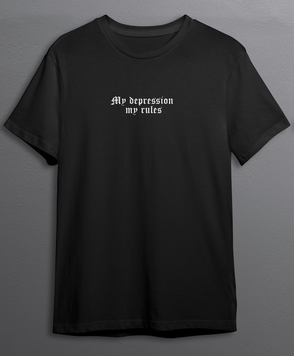 Хлопковая футболка с принтом "My depression my rules" от бренда ABDSHOP.RU