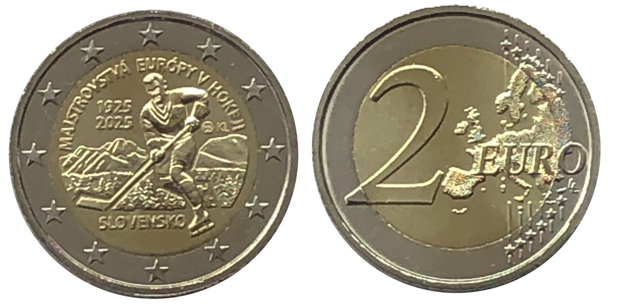 фото из сети Интернет. 2 евро 2025 100- летие первого чемпионата Европы по хоккею.