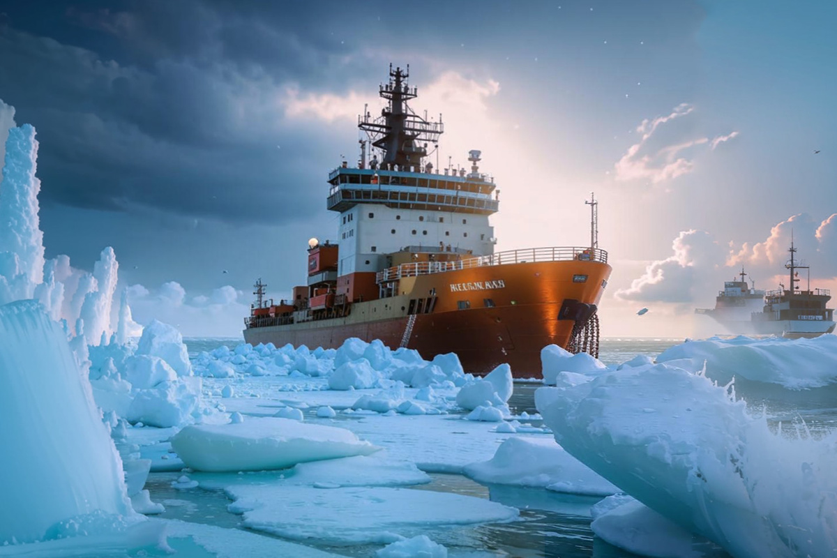 На Западе обратили внимание на российский ледокол.  Фото: Изображение сгенерировано нейросетью Kandinsky 3.1
