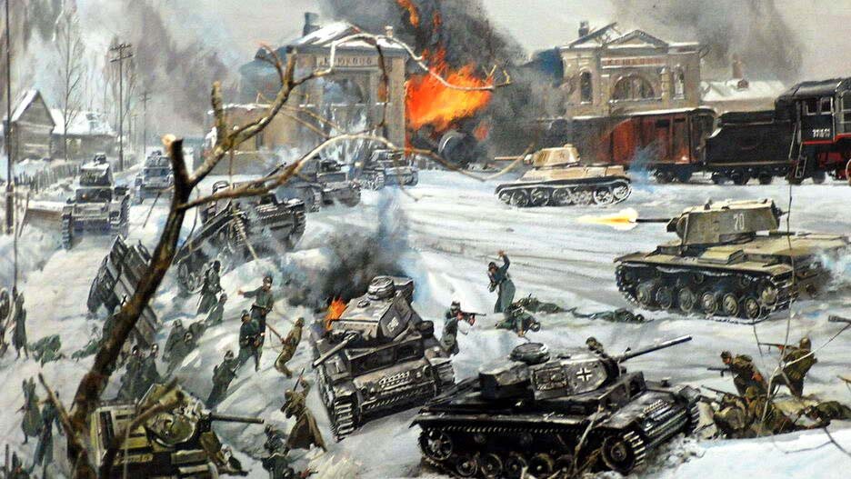 Диорама "Бой на станции Крюково", Подмосковье, 1941-й год