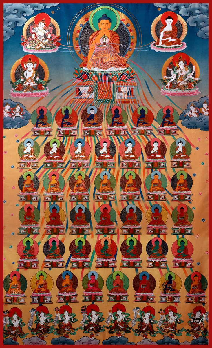 35 БУДД. Изображение высокого разрешения визуализации «Практика простираний перед Тридцатью Пятью Буддами Исповеди» ФПМТ. Лама Сопа Ринпоче. https://archive.org/details/35Buddhas