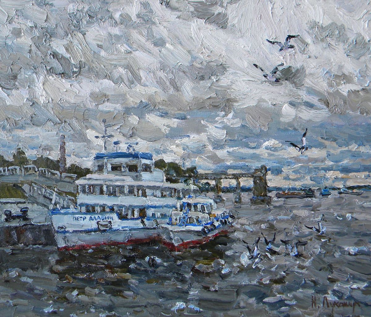 Николай Лукашук "Речной вокзал" 2021 холст, масло 50х60