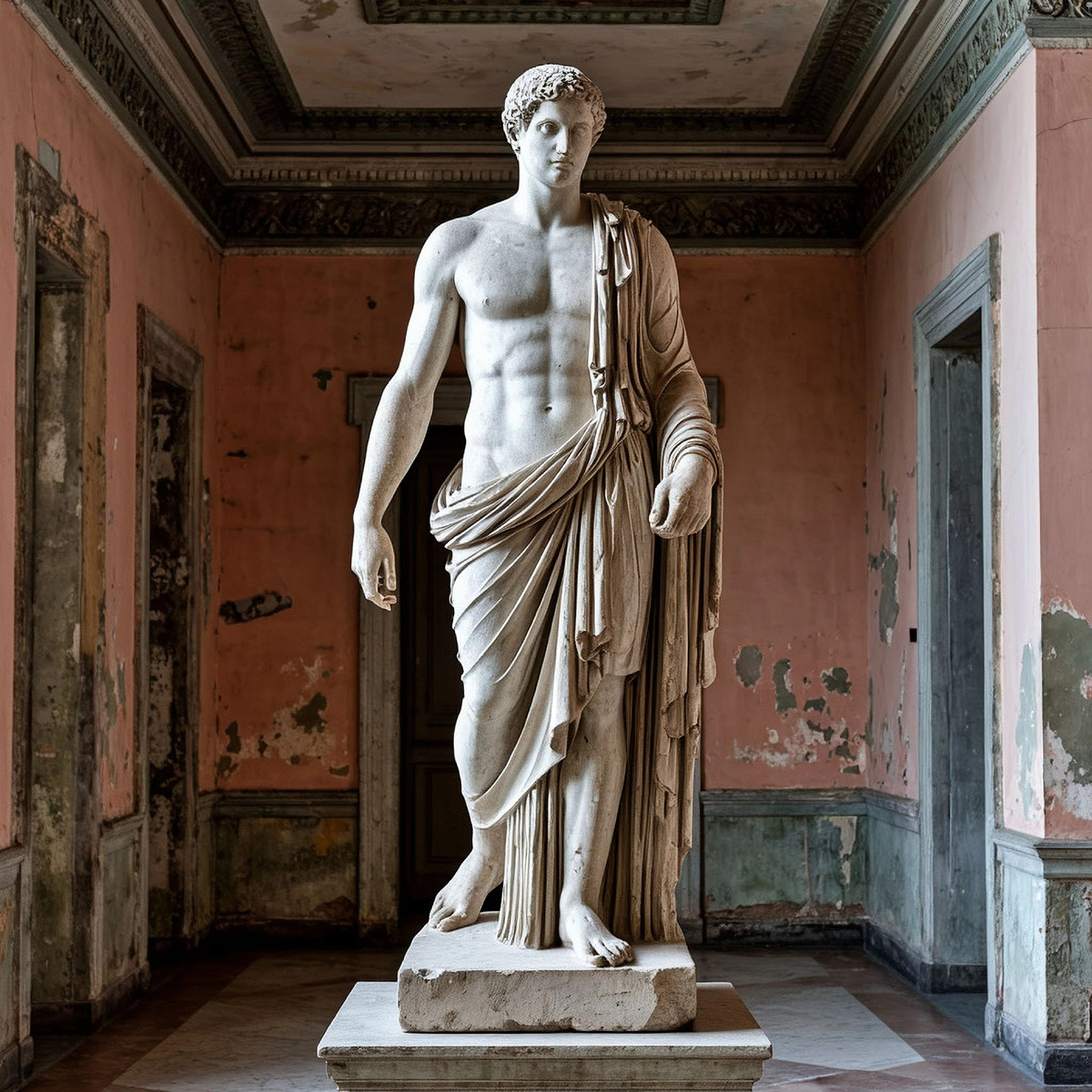 Одинокая античная древнегреческая статуя в музее.