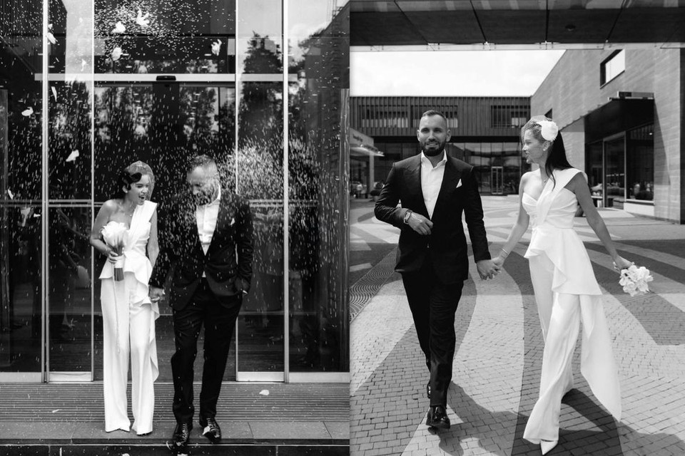 Для фотосессии молодожены выбрали черно-белые тона. Главное, чтобы это не стало предсказанием к их семейной жизни. Фото: соцсети Ксении Бородиной