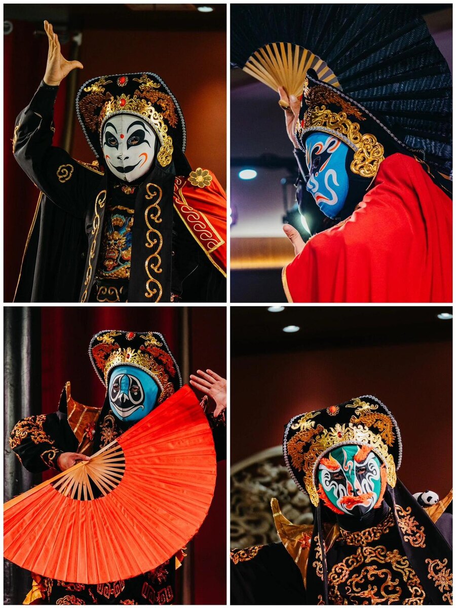  Актёр меняет маску несколько раз во время исполнения роли не уходя со сцены