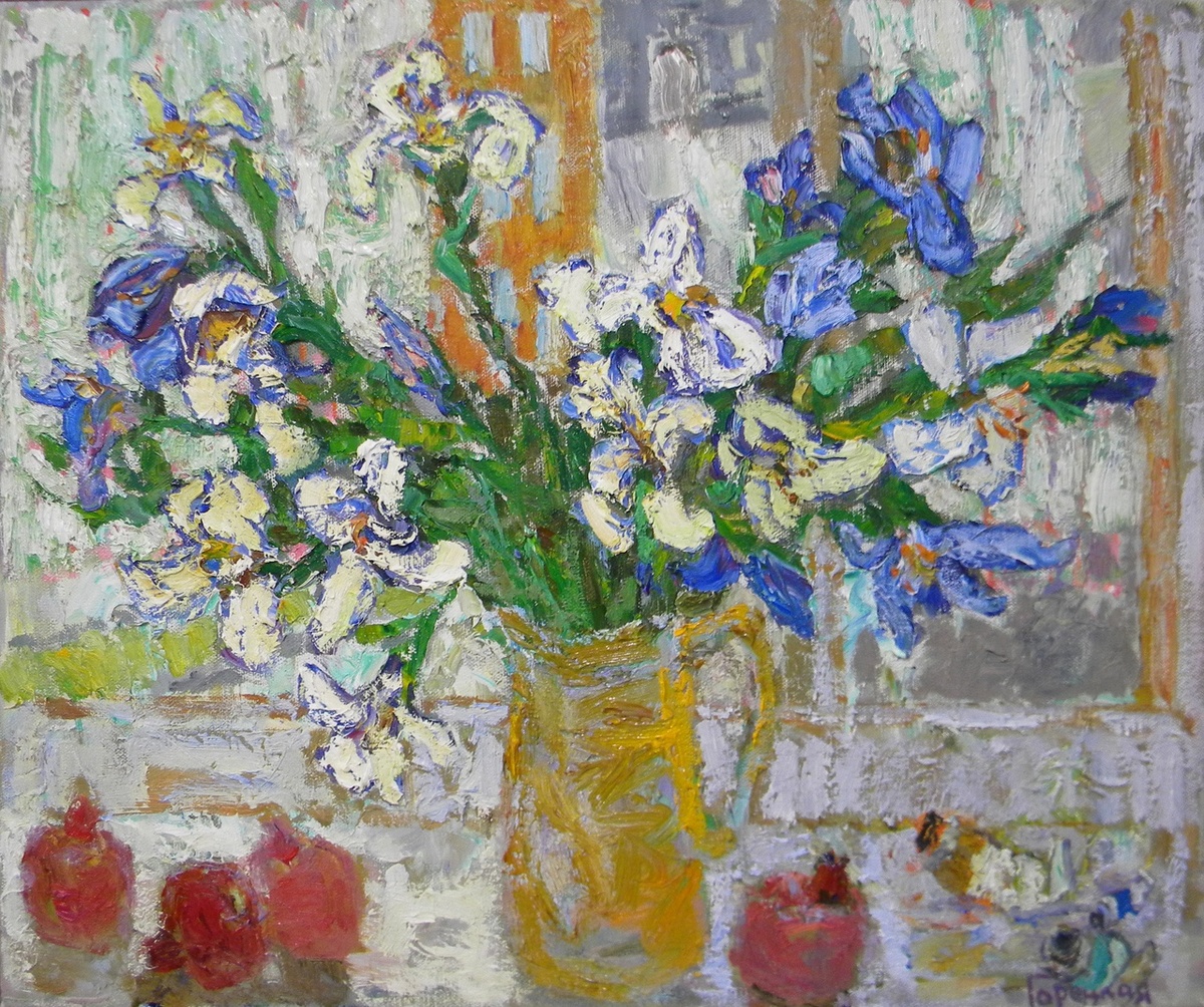 Полина Горецкая "Ирисы" 2016 холст, масло 70х80 из собрания Самарского художественного музея