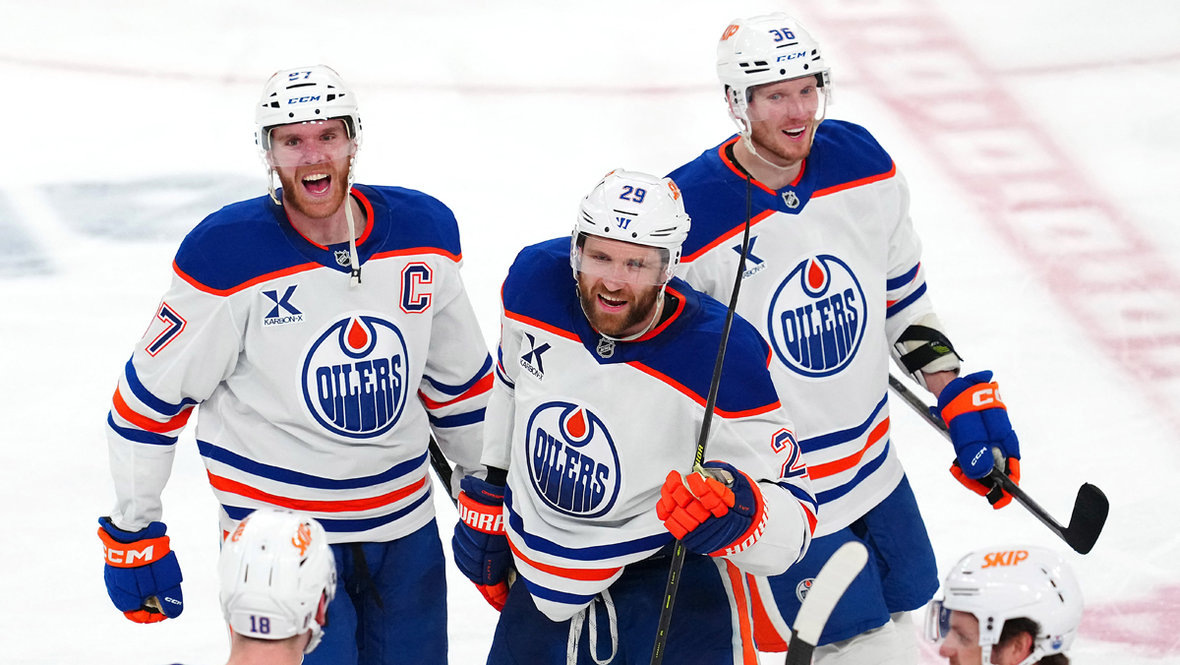    Коннор Макдэвид, Леон Драйзайтль и Джон Клингберг.Imagn Images USA Today Sports
