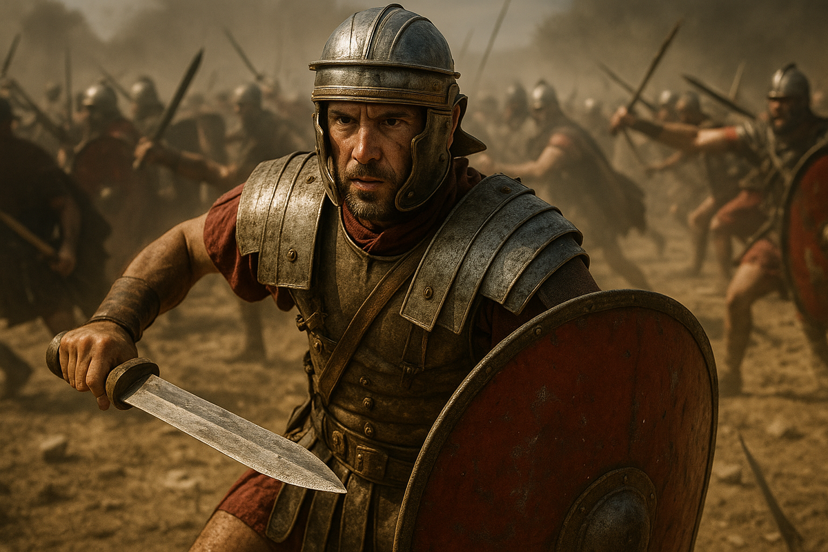 Римский воин в бою. Сгенерировано ИИ