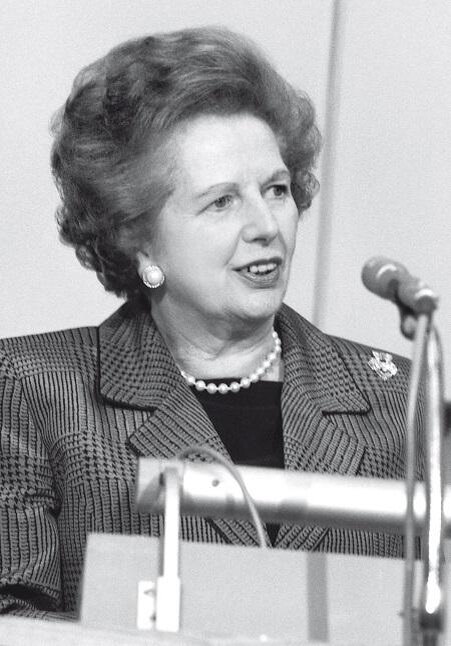 Маргарет Тэтчер, премьер-министр Великобритании, выступает в Лондоне. 1 июля 1991. Лондон, Великобритания