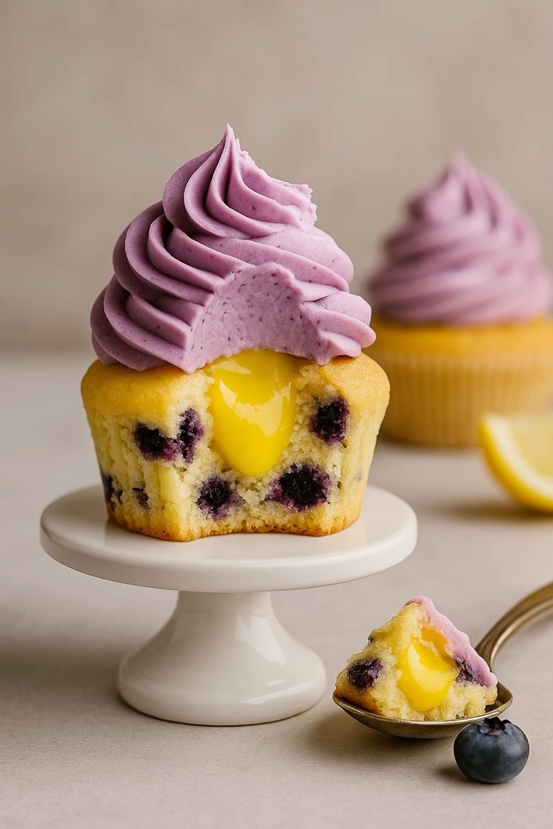 Капкейки ванильно-черничные с лимонным курдом 