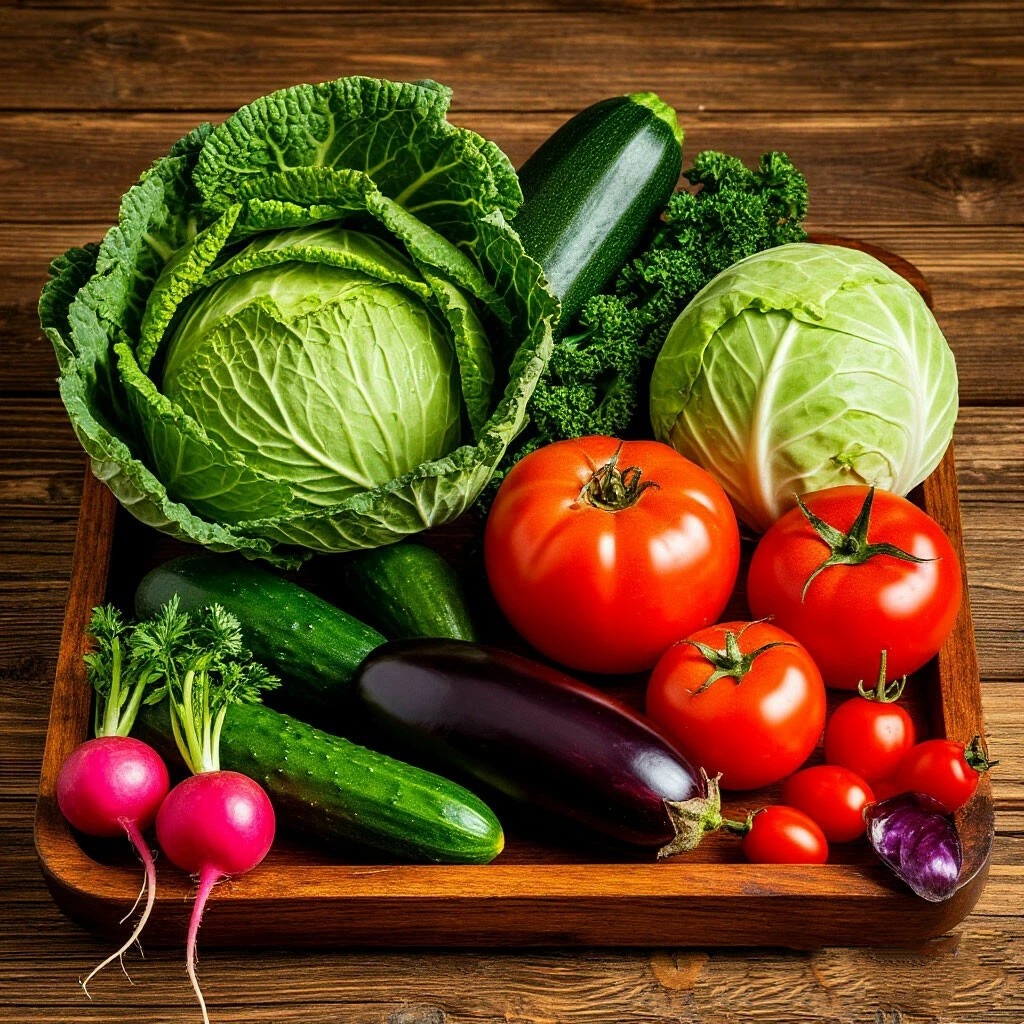 Хорошим источником клетчатки являются свежие овощи и зелень.