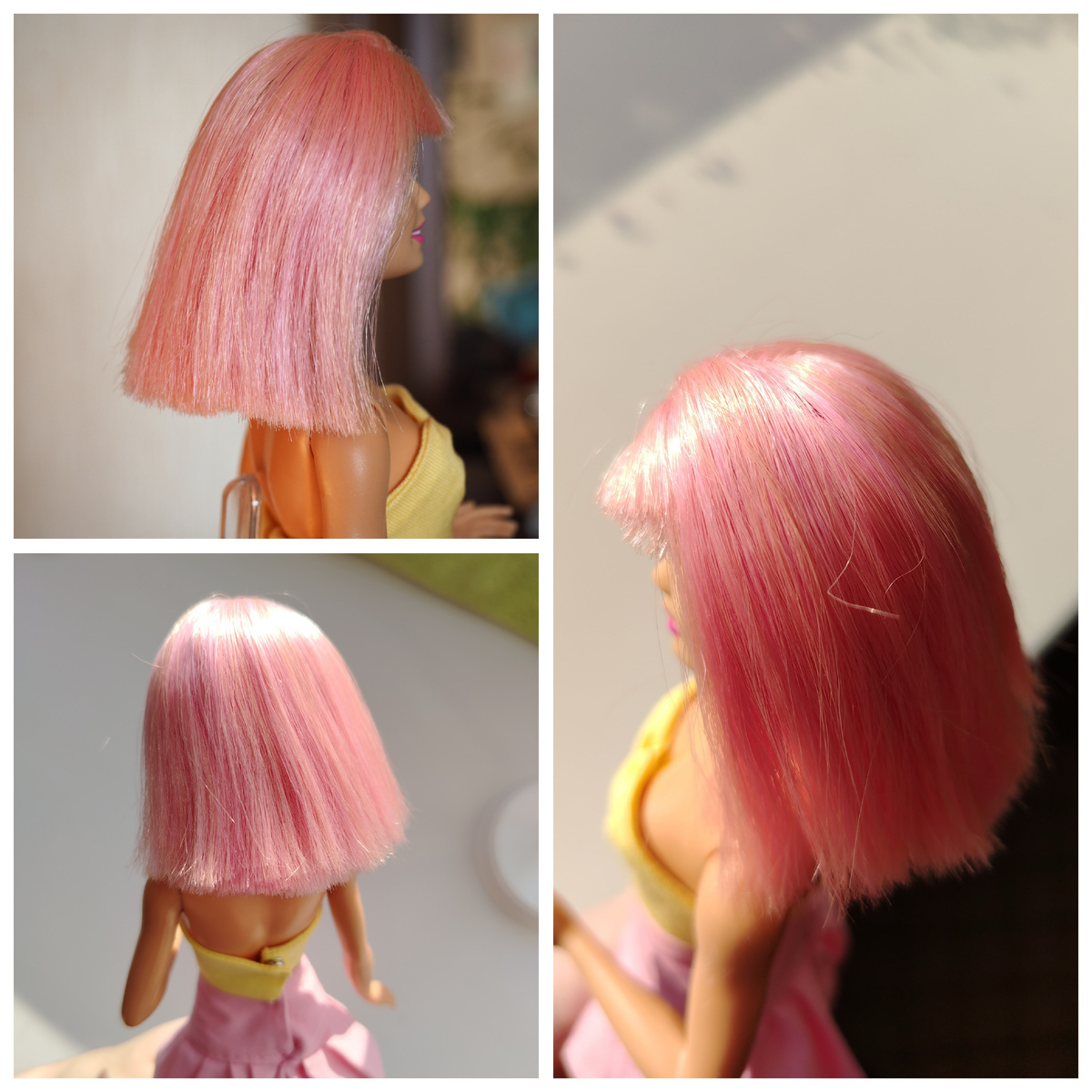 Волосы со временем выцвели, к тому же они явно стрижены. 