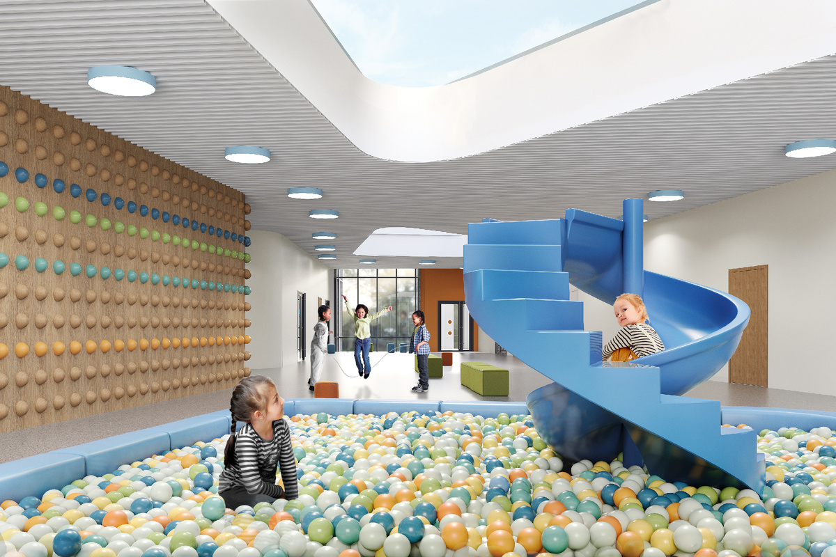 Бассейн с шариками и горкой 
