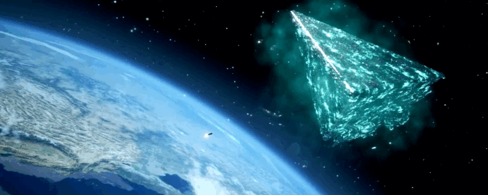 Gif картинка: "Гермес летит к неземному космическому объекту"