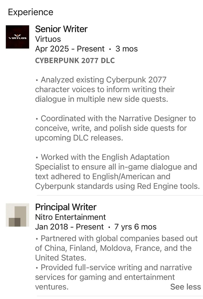 Послужной список Дага Ван Хорна на LinkedIn