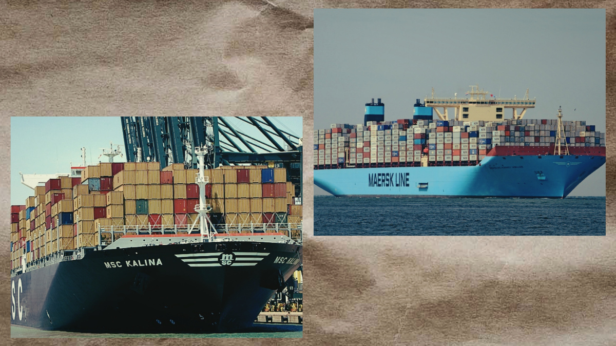 Вот такие вот гиганты.  Их двигатели в тысячу раз мощнее среднего автомобильного, но скорость у них весьма посредственная. С другой стороны, всяко выше, чем у парусников, да и везет сразу вон сколько всего! Ну, зато теперь вы знаете причины иных задержек доставки :) 