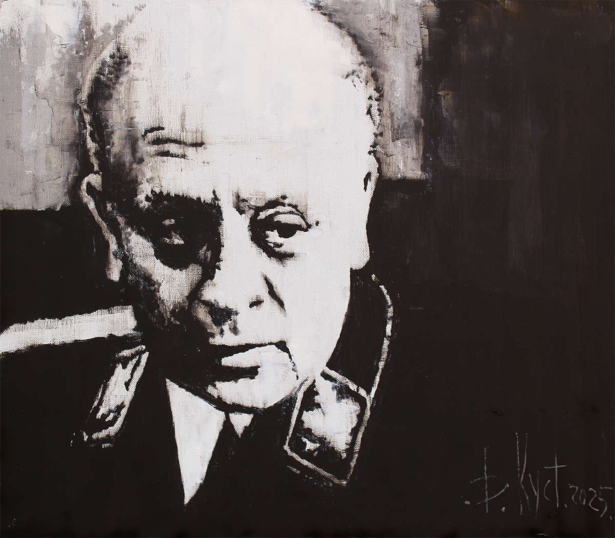 Дмитрий Кустанович. Мюллер. Из серии «Фактура кино». Кадр из фильма Татьяны Лиозновой «Семнадцать мгновений весны», 70х80 см, 2025