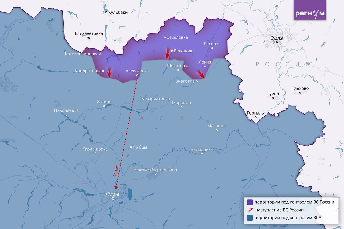    Продвижение ВС России в буферной зоне в Сумской области. 4 июня 2025 года / Источник: Анна Рыжкова (с) ИА Регнум