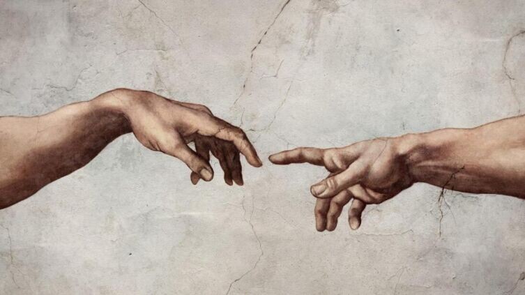     Микеланджело Буонарроти «Сотворение Адама» (фрагмент), около 1511 г., общественное достояние