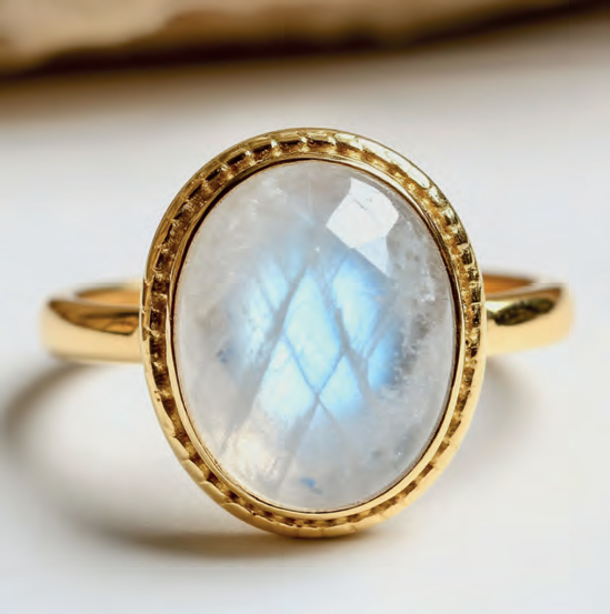 Кольцо, лунный камень, серебро