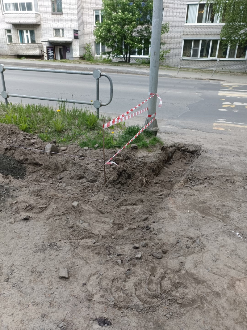   Новый тротуар начали обустраивать на оживленной улице в Петрозаводскесоцсеть Инны Колыхматовой