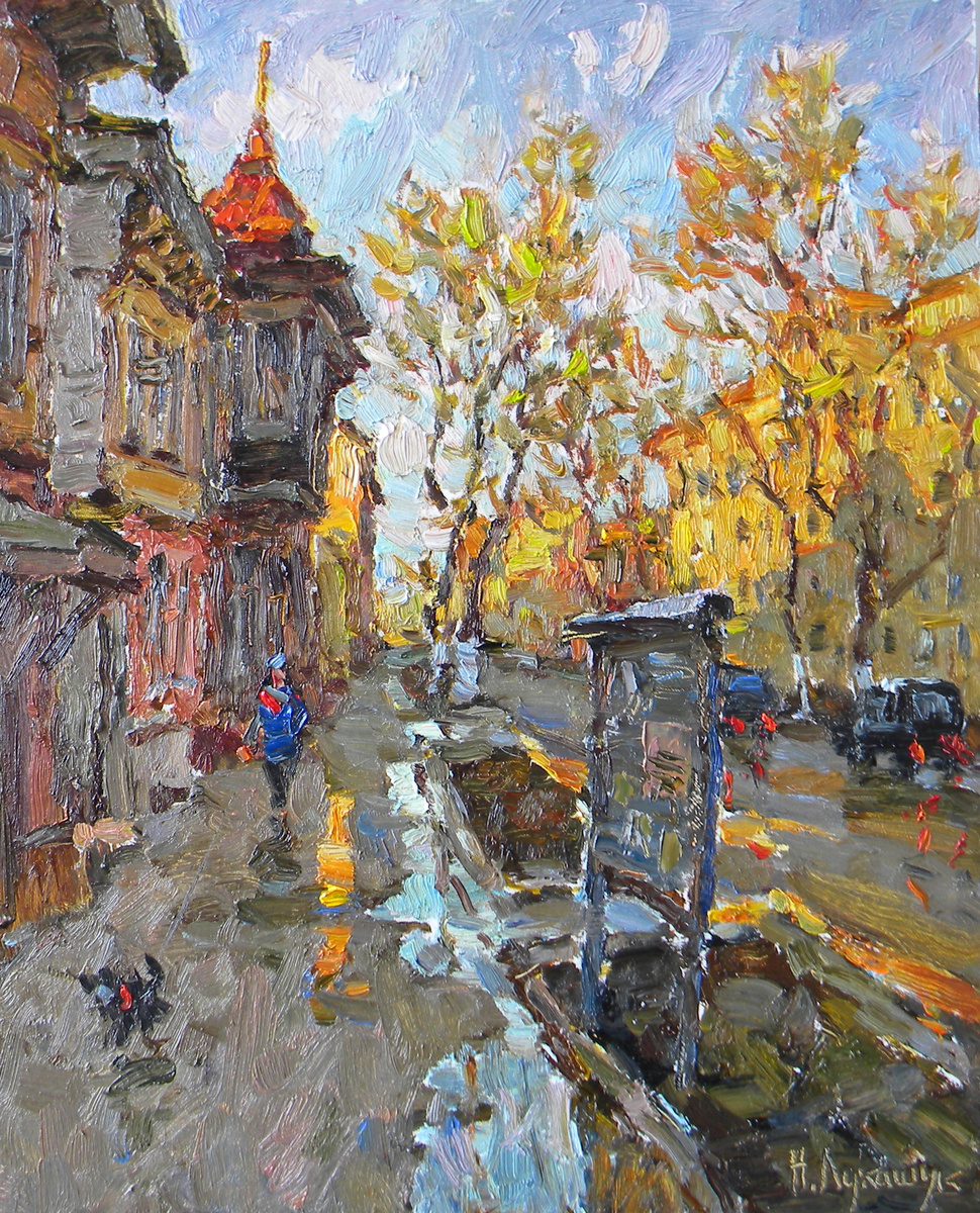 Николай Лукашук "Улица Молодогвардейская" 2025 картон, масло 50х40