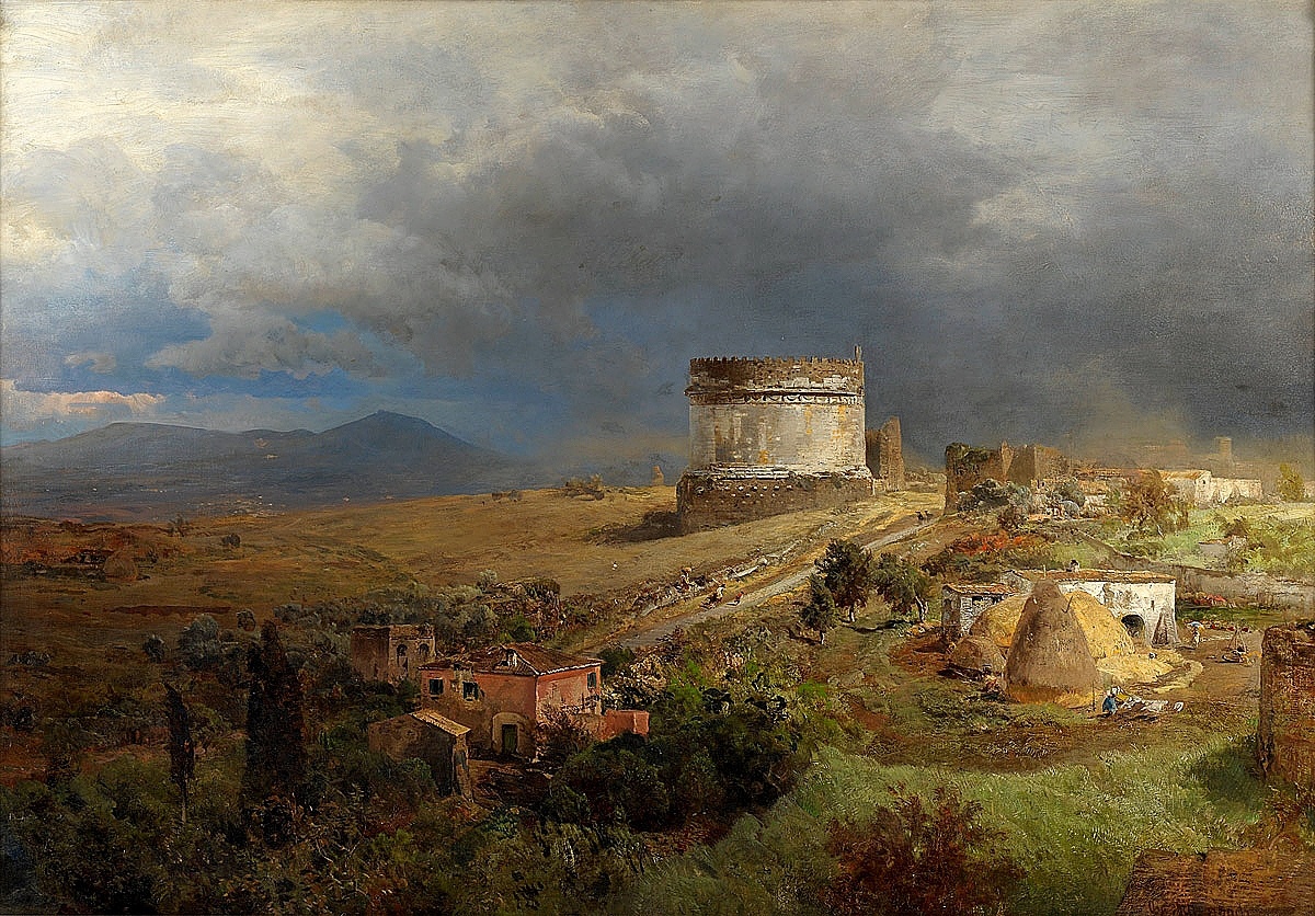«Аппиева дорога с гробницей Цецилии Метеллы», 1886, холст, масло, 100 x 145 см, частная коллекция, Освальд Ахенбах