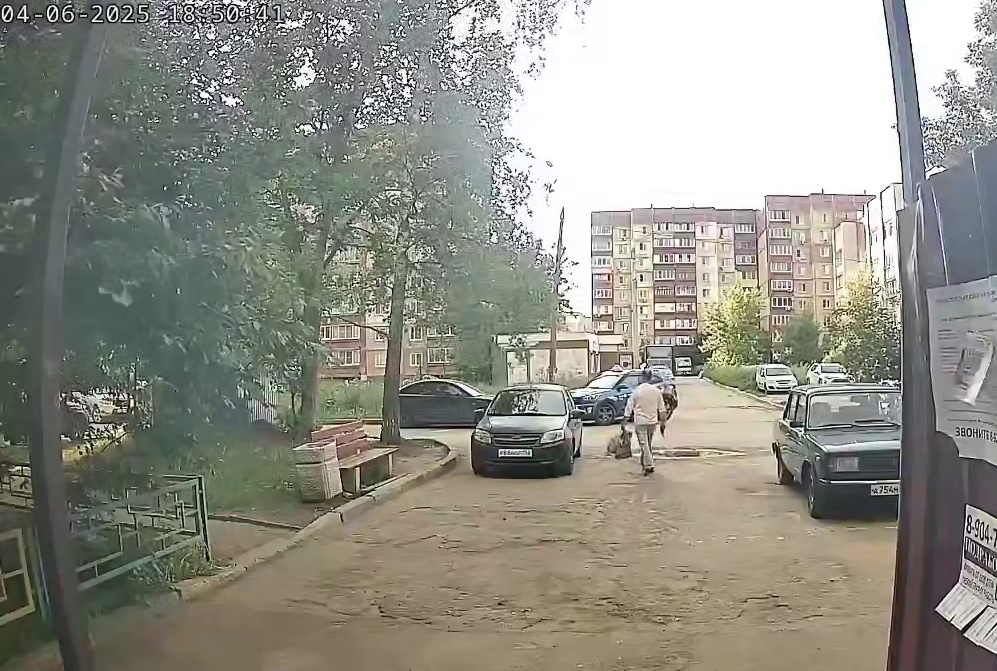    Инцидент попал на камеру видеодомофона жилого дома