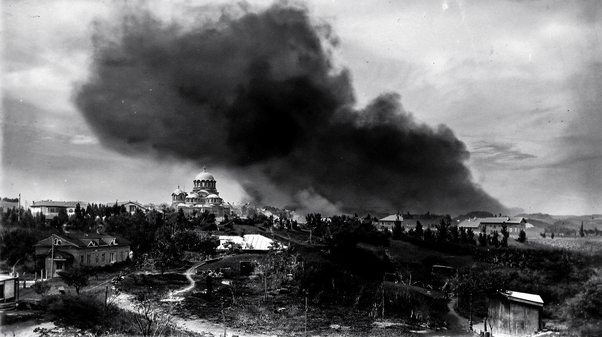 Историческая фотография пожара 11 мая 1909 г. Ново-Николаевск