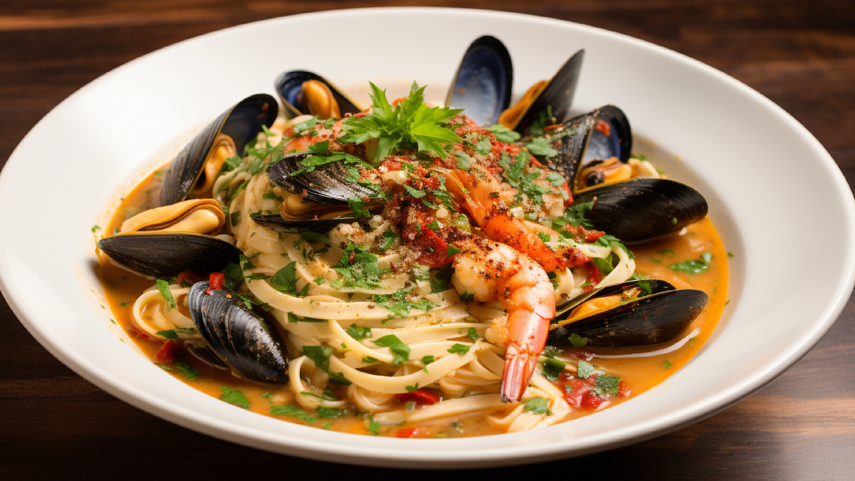 Домашняя паста с морепродуктами