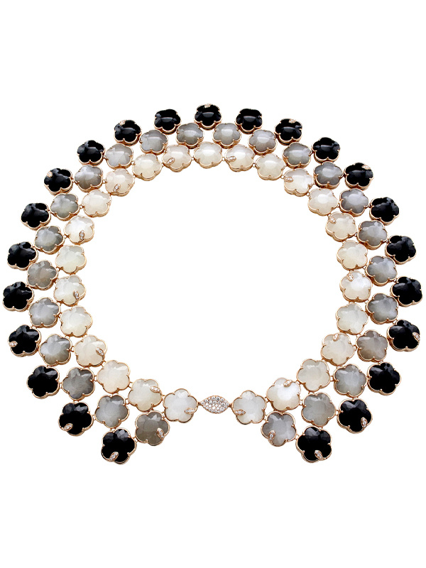 Колье Pasquale Bruni Ton Joli из розового золота с бриллиантами, ониксом, белым и серым лунным камнем