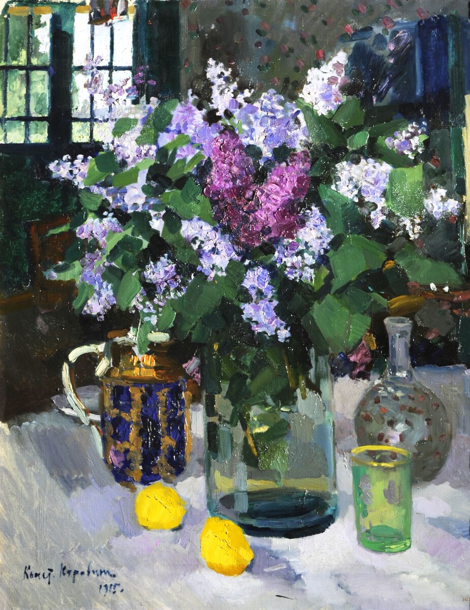 "Сирень".  Холст, масло. 92 x 73 см. 1915 год. Русский музей