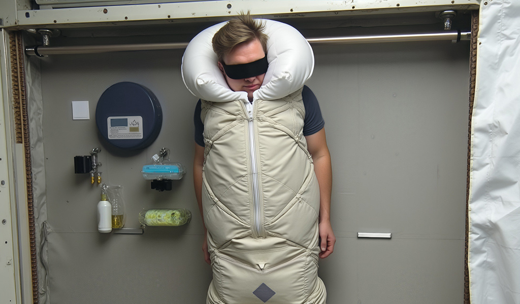     Спят в вертикальном положении в спальном мешке