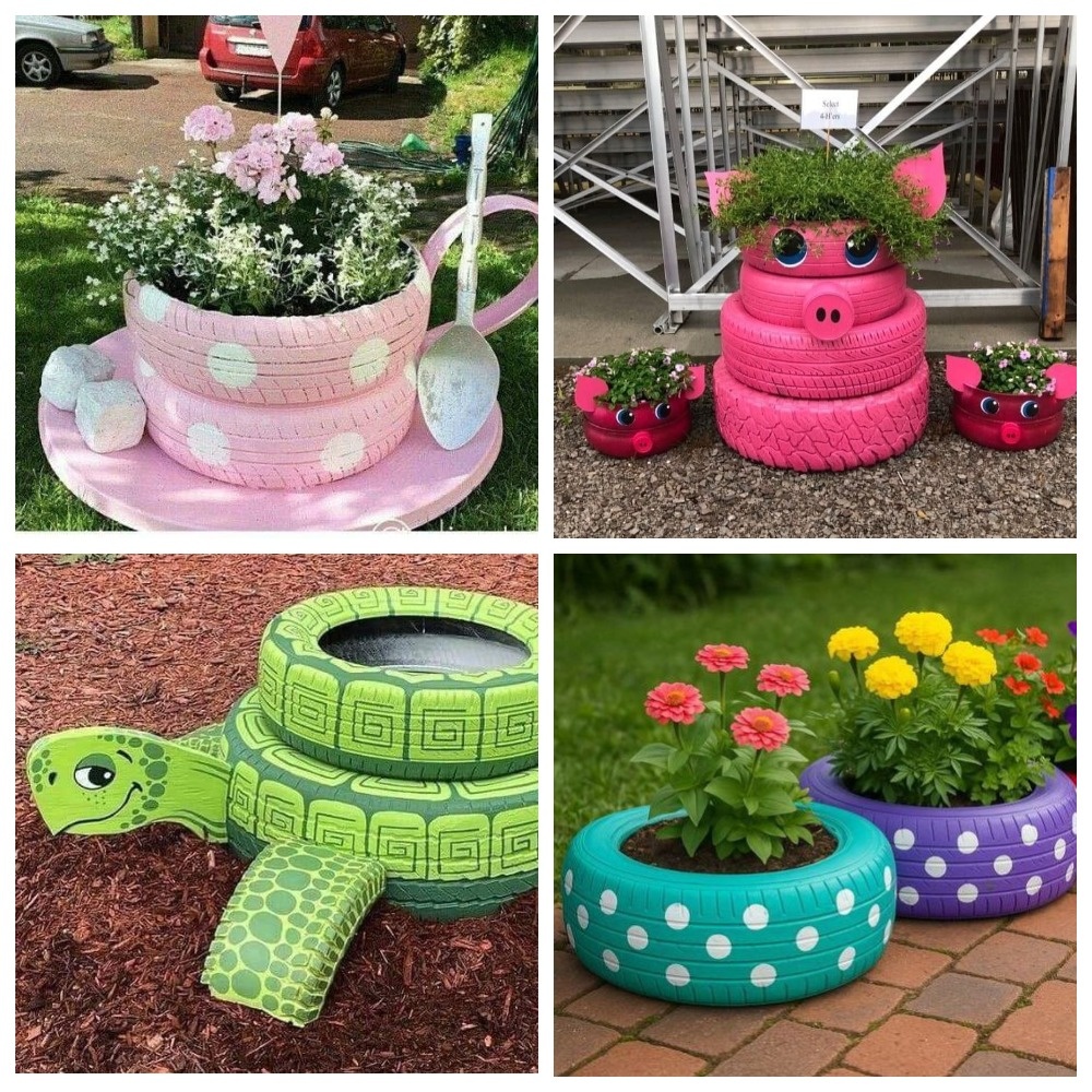 Кашпо из шин