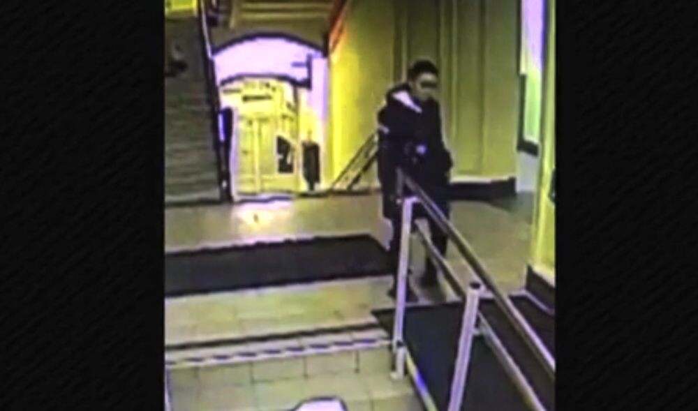 Камеры зафиксировали, как девушка идёт по лестнице парадного входа больницы