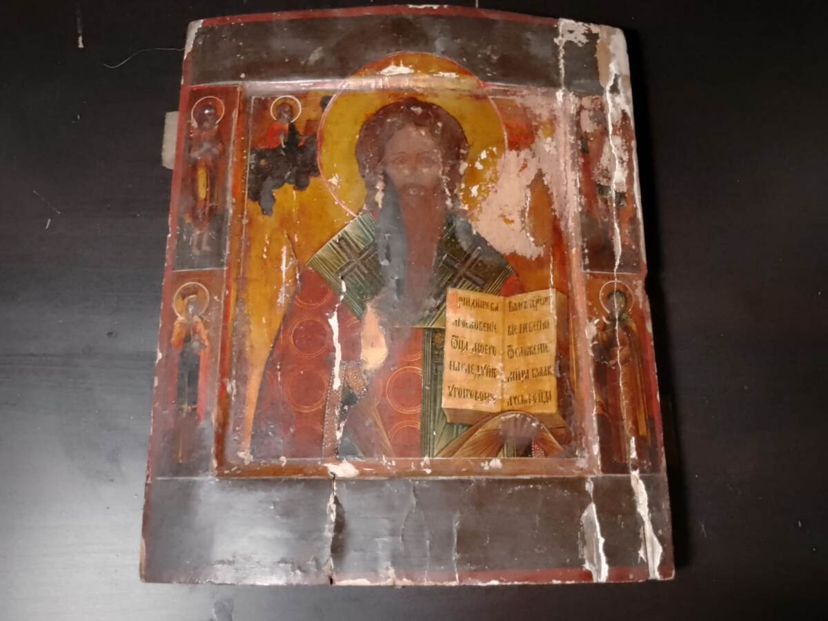 Состояние иконы при поступлении. Фото автора