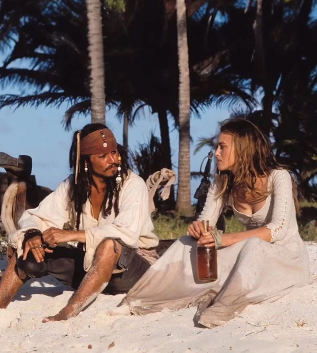 Джонни Депп и Кира Найтли на съемках 