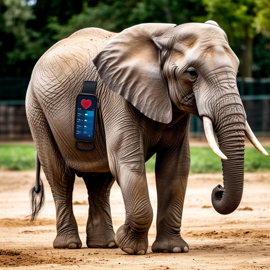 Слона тоже отслеживает своё здоровье с помощью современных гаджетов.