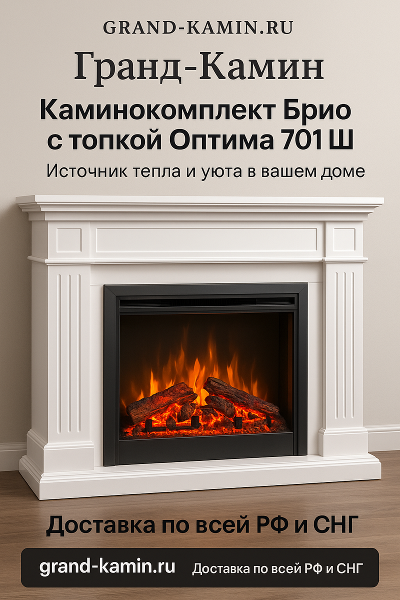   Каминокомплект Брио с топкой Оптима 701 Ш как источник тепла и уюта в вашем доме – выберите идеальный элемент для незабываемых вечеров Kamin