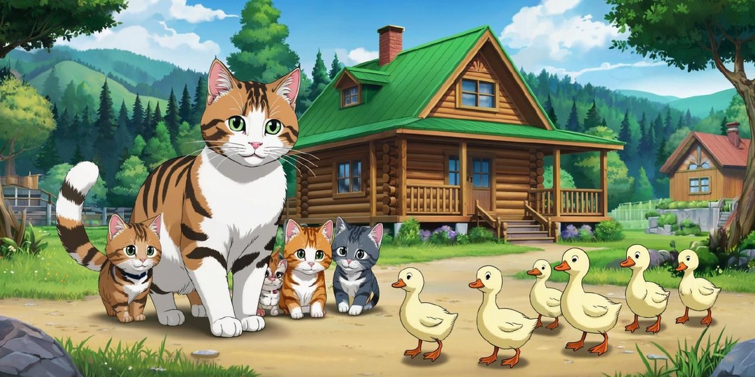 Кошачья школа. Как кошка Маруся воспитывает своих малышей.