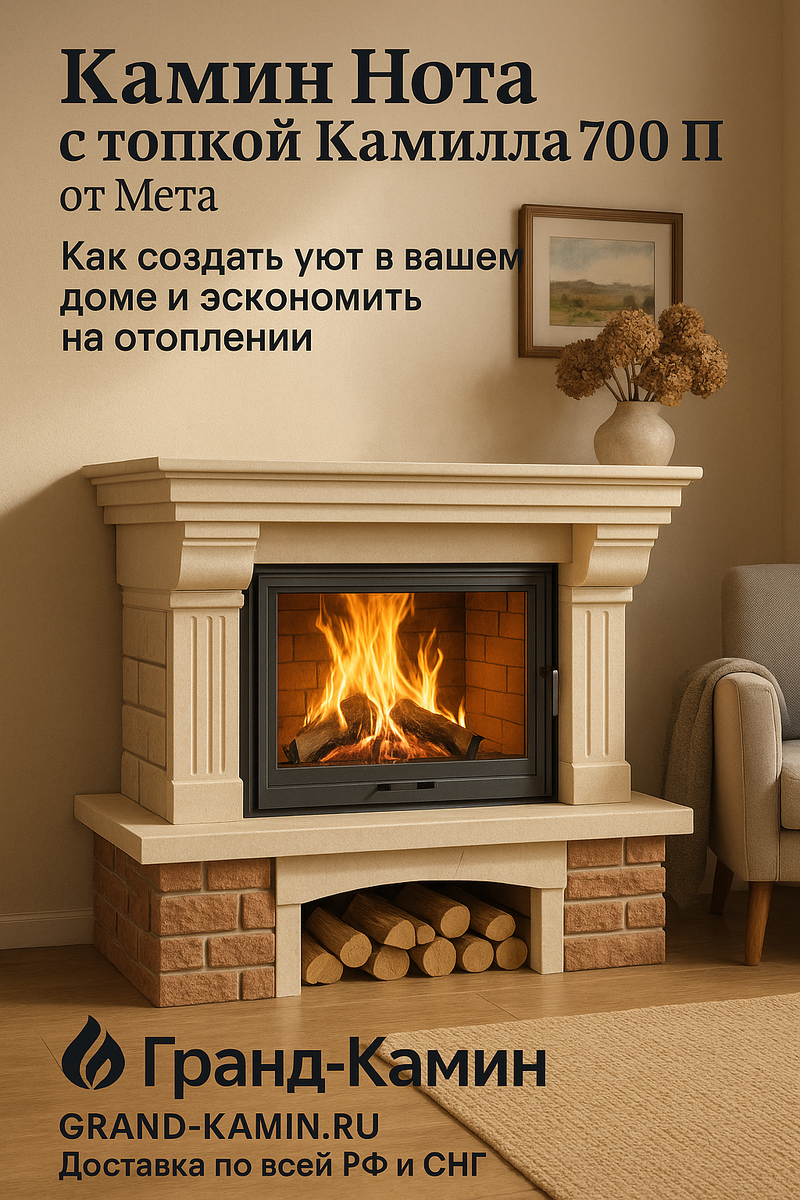    Камин Нота с топкой Камилла 700 П от Мета: как создать уют в вашем доме и сэкономить на отоплении Kamin