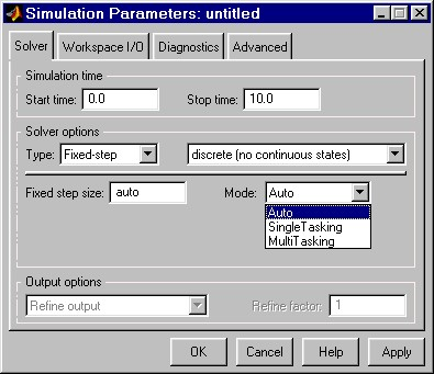 Вкладка Solver при выборе фиксированного шага расчета