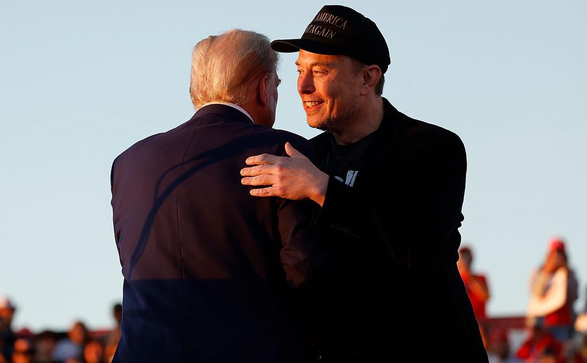 Трамп и Маск на предвыборной встрече.