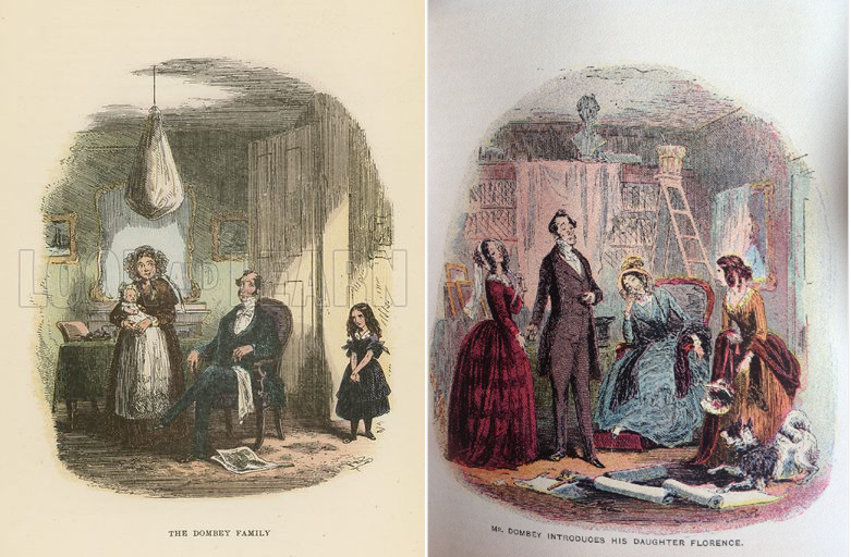 Раскрашенные иллюстрации к роману "Домби и сын"  Художник Хэблот Найт Браун.